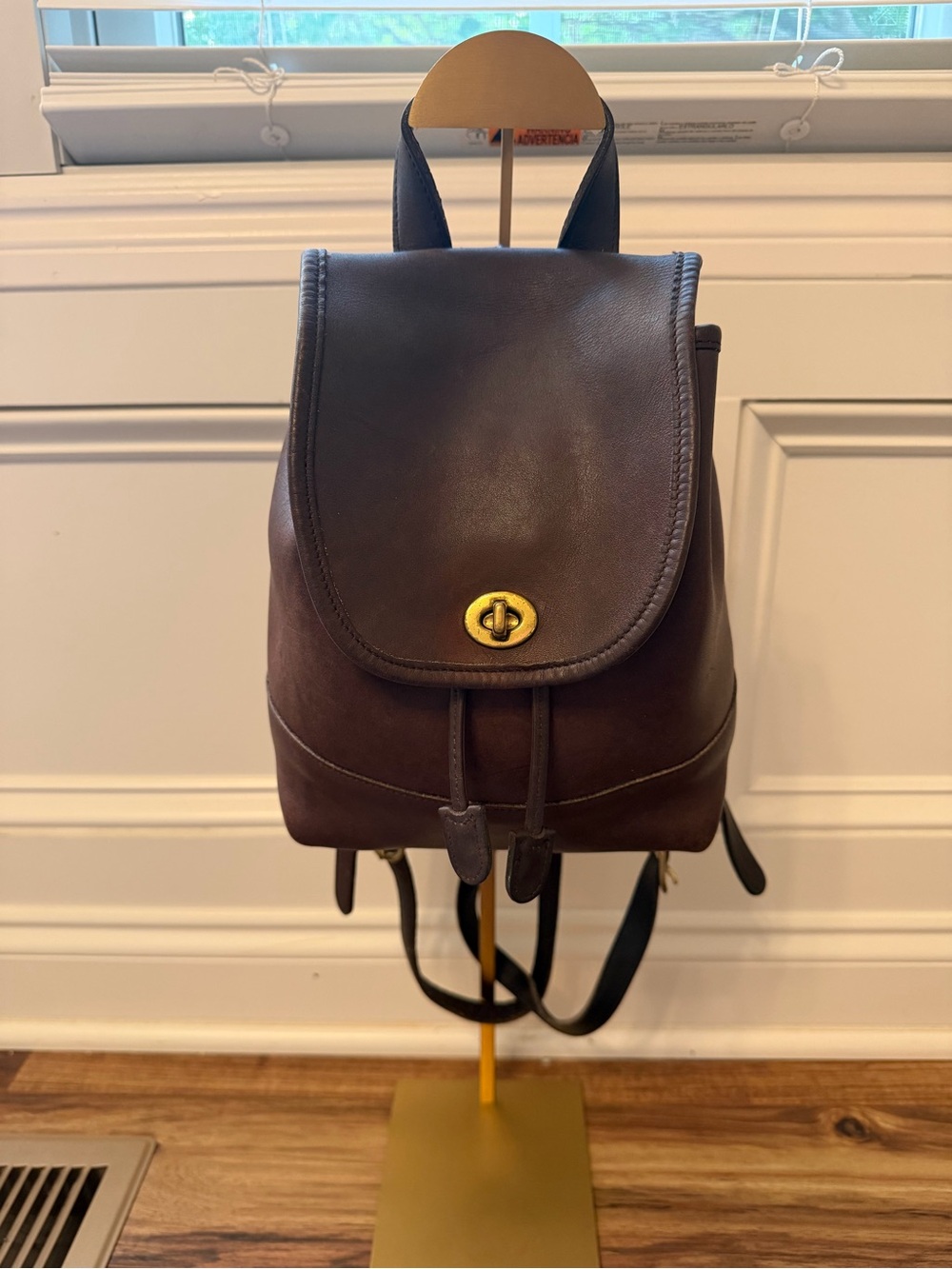 Vintage Coach Daypack Brown Leather Backpack with Gold Hardware
